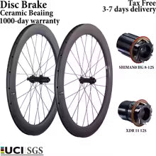Juego de ruedas de carbono CSC 700C – Freno de disco cerámico, Clincher Tubeless, 25mm